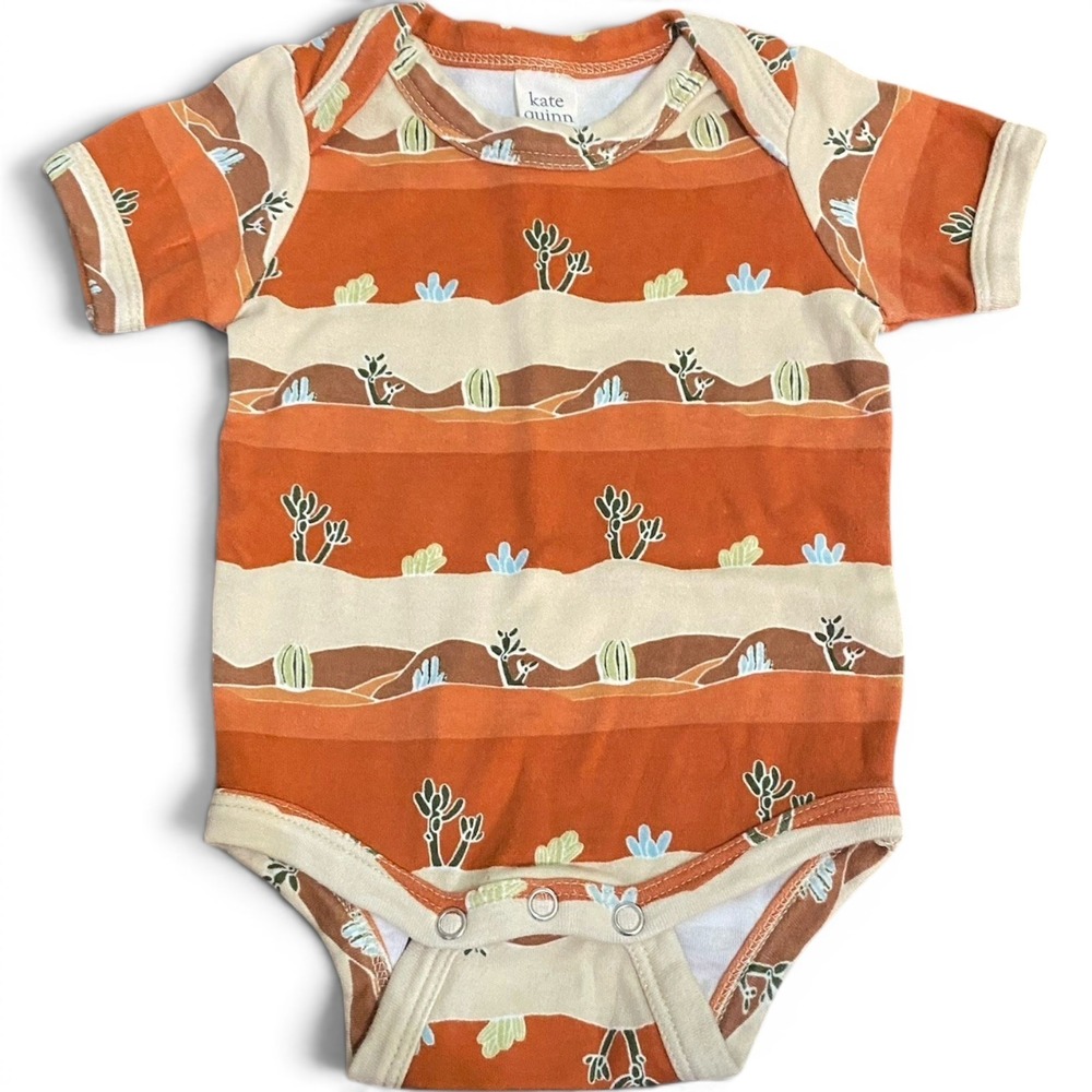 Kate Quinn NWOT Bodysuit 100% Organic Cotton Desert Cactus Orange 3-6 Months